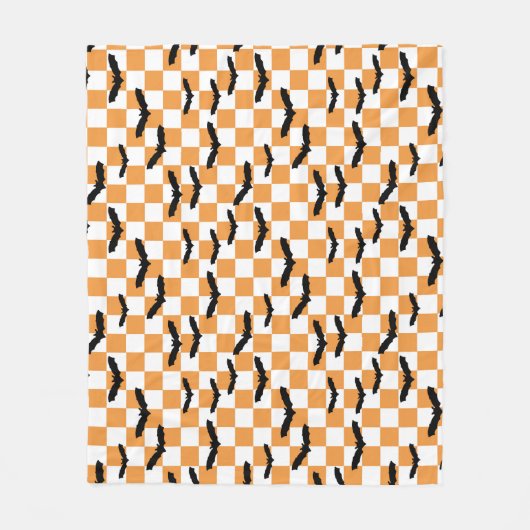 Moderne Halloween Spookobas Orange Checkerboard Fleecedecke (Vorderseite)