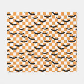 Moderne Halloween Spookobas Orange Checkerboard Fleecedecke (Vorderseite (Horizontal))