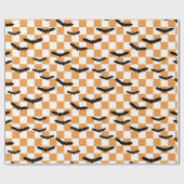 Moderne Halloween Spookobas Orange Checkerboard Geschenkpapier (Flach)