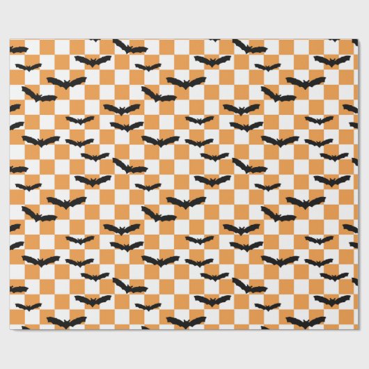Moderne Halloween Spookobas Orange Checkerboard Geschenkpapier (Flach)