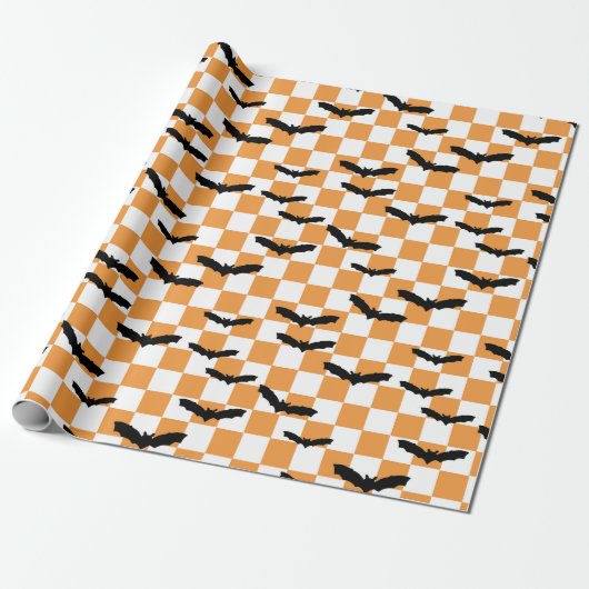 Moderne Halloween Spookobas Orange Checkerboard Geschenkpapier (Ungerollt)