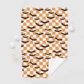 Moderne Halloween Spookobas Orange Checkerboard Golfhandtuch (Insitu)