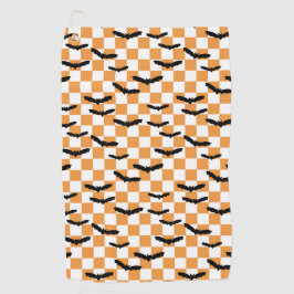 Moderne Halloween Spookobas Orange Checkerboard Golfhandtuch