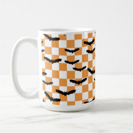 Moderne Halloween Spookobas Orange Checkerboard Kaffeetasse