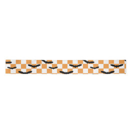 Moderne Halloween Spookobas Orange Checkerboard Satinband
