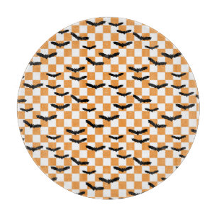 Moderne Halloween Spookobas Orange Checkerboard Schneidebrett