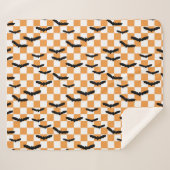 Moderne Halloween Spookobas Orange Checkerboard Sherpadecke (Vorderseite (Horizontal))