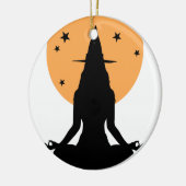 Moderne Halloween-Yoga-Hexe Keramik Ornament (Links)