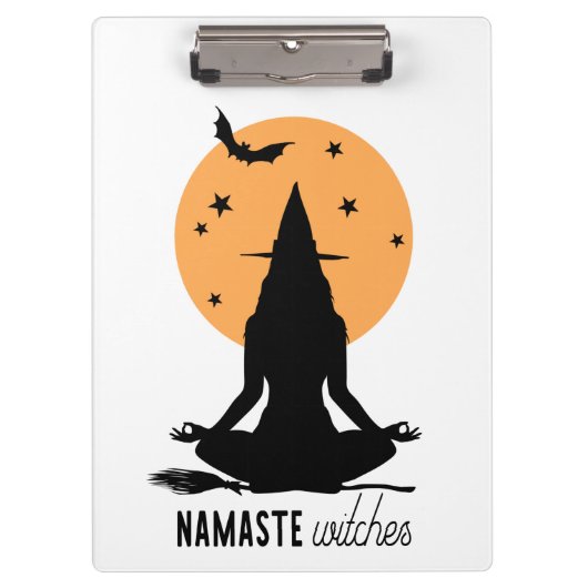Moderne Halloween-Yoga-Hexe Klemmbrett (Vorderseite)