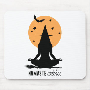 Moderne Halloween-Yoga-Hexe Mousepad