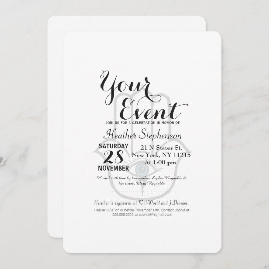 Moderne Hamsa Hand Fatima Einladung (Vorne/Hinten)