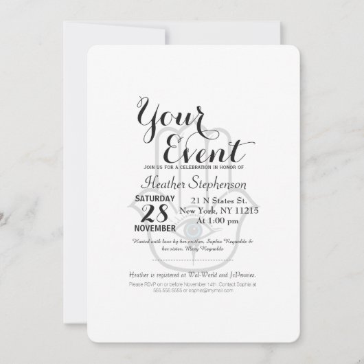 Moderne Hamsa Hand Fatima Einladung (Vorderseite)