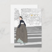 Moderne Hanbok-Frau Grußkarte Dankeskarte (Vorne/Hinten)