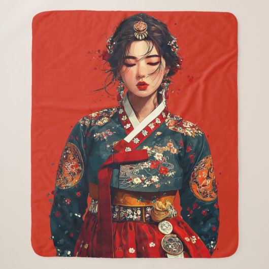 Moderne Hanbok-Porträtdecke Sherpadecke (Vorderseite)