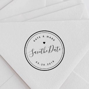 Moderne Hand-Calligraphy-Hochzeit Merken Sie sich Permastempel