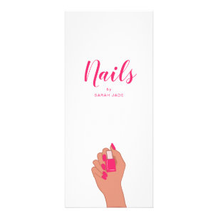 Moderne Hand-Nagelstudio-Preisliste Pink Fuschia Werbekarte