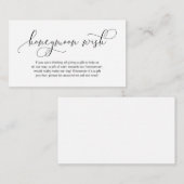 Moderne Hand Schwarz Drehbuch, Honeymoon Wish Begleitkarte (Vorne/Hinten)