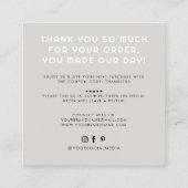 Moderne Handarbeit mit Liebe danke Quadratische Visitenkarte (Rückseite)