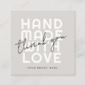 Moderne Handarbeit mit Liebe danke Quadratische Visitenkarte (Vorderseite)