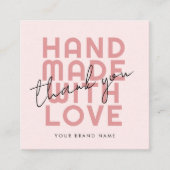 Moderne Handarbeit mit Liebe danke Quadratische Visitenkarte (Vorderseite)