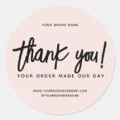 Moderne Handarbeit mit Liebe danke Runder Aufkleber (Vorderseite)