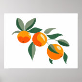 Moderne handbemalte Gouache Orange Branch Art Poster (Vorne)