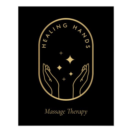 Moderne Hände Massage Gold Logo Download Poster (Vorderseite)
