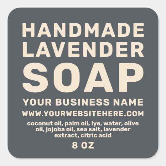 Moderne handgefertigte Lavendel Soap Black Ivory Quadratischer Aufkleber (Vorderseite)