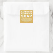 Moderne handgefertigte Lavendelseife Gelb Ocker Quadratischer Aufkleber (Tasche)