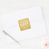Moderne handgefertigte Lavendelseife Gelb Ocker Quadratischer Aufkleber (Umschlag)