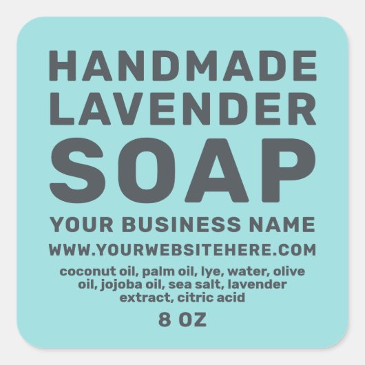 Moderne, handgefertigte Lavendelseife Türkis Blau Quadratischer Aufkleber (Vorderseite)