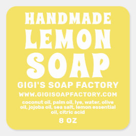 Moderne, handgefertigte Lemon-Seife zur Illuminier Quadratischer Aufkleber