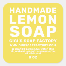 Moderne, handgefertigte Lemon-Seife zur Illuminier Quadratischer Aufkleber