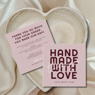 Moderne handgefertigte mit Liebe danke Quadratische Visitenkarte