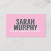 Moderne, handgefertigte Pink-Minze-Schrift Typogra Visitenkarte (Vorderseite)