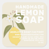 Moderne handgefertigte Zitronenseife Botanisch Ant Quadratischer Aufkleber (Vorderseite)