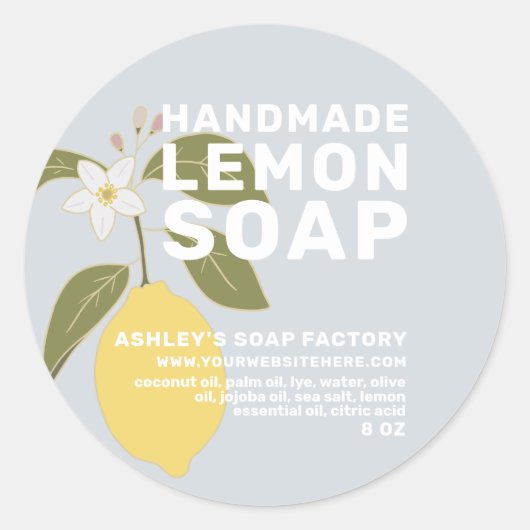 Moderne handgefertigte Zitronenseife Botanisches B Runder Aufkleber (Vorderseite)