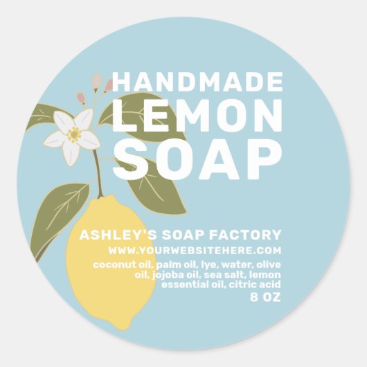 Moderne handgefertigte Zitronenseife Botanisches B Runder Aufkleber (Vorderseite)