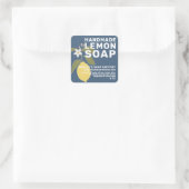 Moderne handgefertigte Zitronenseife Botanisches G Quadratischer Aufkleber (Tasche)