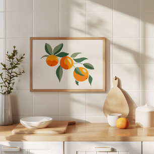 Moderne handgemalte Gouache Orange Zweig Kunst Poster