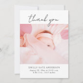 Moderne, handgeschriebene 2 Fotos Babydusche Dankeskarte (Vorderseite)