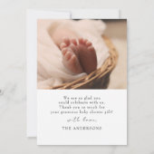 Moderne, handgeschriebene 2 Fotos Babydusche Dankeskarte (Rückseite)