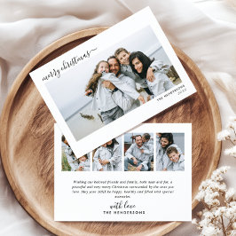 Moderne, handgeschriebene 5-Foto-Schrift Frohe Wei Feiertagskarte