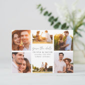 Moderne handgeschriebene 6-Foto-Hochzeit Save The Date (Stehend Vorderseite)