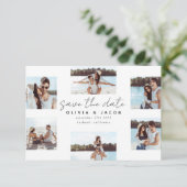 Moderne handgeschriebene 6-Foto-Hochzeit Save The Date (Stehend Vorderseite)