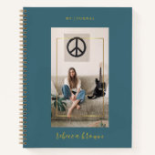 Moderne handgeschriebene Aquamarine Blue-Gold-Rahm Notizblock (Vorderseite)