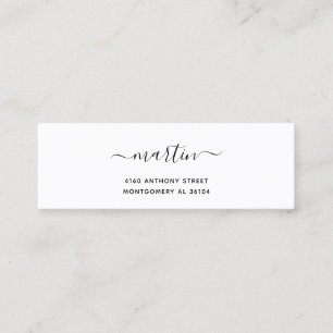 Moderne handgeschriebene Bezeichnung & Rücksendead Mini Visitenkarte