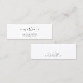 Moderne handgeschriebene Bezeichnung & Rücksendead Mini Visitenkarte (Vorne/Hinten)