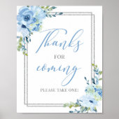 Moderne handgeschriebene blaue Dankbarkeit für das Poster (Vorne)