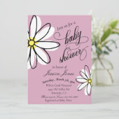 Moderne handgeschriebene Daisy Doodle Baby Dusche Einladung (Stehend Vorderseite)